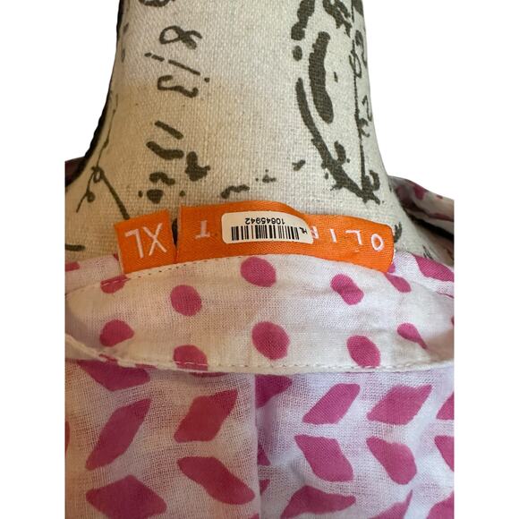 NWOT Oliphant 100% Cotton Block Print Top XL Boho Tunic Blouse ResortWear - Picture 5 of 11